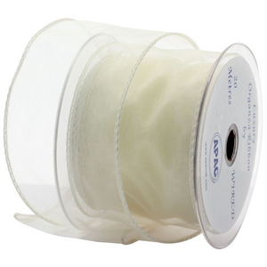 50mm Cream Wired Edge Organza Ribbon