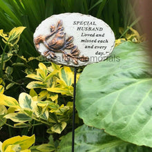 Load image into Gallery viewer, Memorial Bronze 3D Bird Stick Stake Pick Plaque Tribute Graveside Ornament