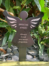 Load image into Gallery viewer, Black &amp; White Plastic Memorial Angel Cherub Stake Graveside Spike Crematorium