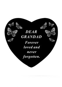 Black and White Memorial Heart Tribute Grave Remembrance Ornament Plaque