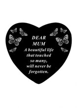 Load image into Gallery viewer, Black and White Memorial Heart Tribute Grave Remembrance Ornament Plaque