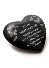 Load image into Gallery viewer, Black and White Memorial Heart Tribute Grave Remembrance Ornament Plaque