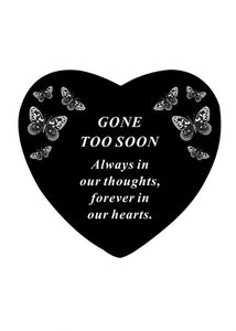 Black and White Memorial Heart Tribute Grave Remembrance Ornament Plaque