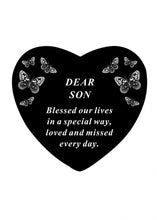 Load image into Gallery viewer, Black and White Memorial Heart Tribute Grave Remembrance Ornament Plaque