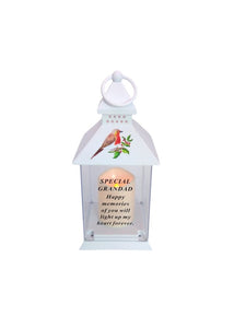 Memorial Light Up Lantern - Robin Candle Graveside Memory Remembrance