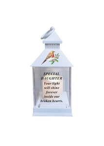 Memorial Light Up Christmas Lantern - Robin Candle Graveside Memory Remembrance