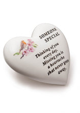 Load image into Gallery viewer, White Robin Memorial Heart Flowers Tribute Grave Remembrance Ornament Plaque