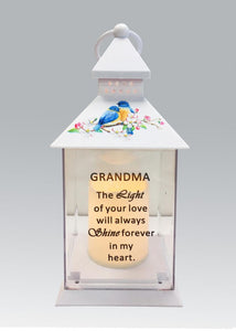 Memorial Light Up Lantern -  Bird Floral Candle Graveside Memory Remembrance