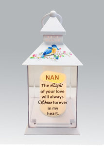 Memorial Light Up Lantern -  Bird Floral Candle Graveside Memory Remembrance