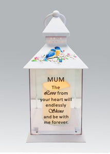 Memorial Light Up Lantern -  Bird Floral Candle Graveside Memory Remembrance