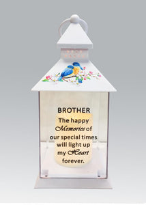 Memorial Light Up Lantern -  Bird Floral Candle Graveside Memory Remembrance