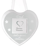 Load image into Gallery viewer, Glass Christmas Memorial Photo Frame Bauble Hanger - Xmas Plaque Verse Graveside