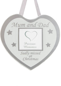 Glass Christmas Memorial Photo Frame Bauble Hanger - Xmas Plaque Verse Graveside