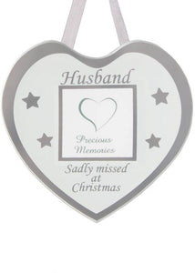 Glass Christmas Memorial Photo Frame Bauble Hanger - Xmas Plaque Verse Graveside