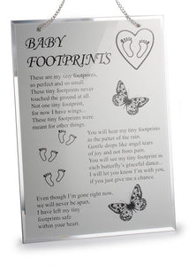 28cm Glass Memorial Plaque Memory Hanging Baby Loss Miscarriage Heaven Butterfly