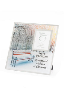 Memorial Christmas Photo Frame Bench Snow Scene - Xmas Plaque Verse Home