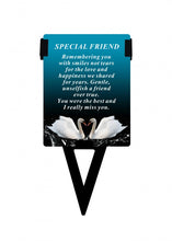 Load image into Gallery viewer, Plastic Memorial Laminated Message Card &amp; Holder  Stick Plaque Tribute Graveside