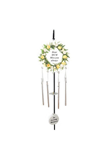 Cream Rose Memorial Wind Chime Hanging Crook Tribute Plaque Graveside Ornament