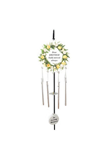 Cream Rose Memorial Wind Chime Hanging Crook Tribute Plaque Graveside Ornament