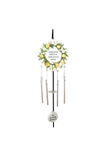 Cream Rose Memorial Wind Chime Hanging Crook Tribute Plaque Graveside Ornament