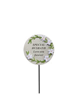 Load image into Gallery viewer, Memorial Cream Lily Flower Stick Stake Pick Plaque Tribute Graveside Ornament