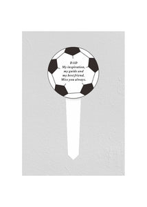 Black & White Plastic Football Memorial Stake Graveside Stick Spike Crematorium