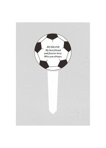 Black & White Plastic Football Memorial Stake Graveside Stick Spike Crematorium