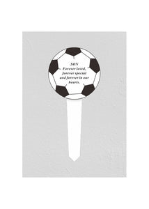 Black & White Plastic Football Memorial Stake Graveside Stick Spike Crematorium