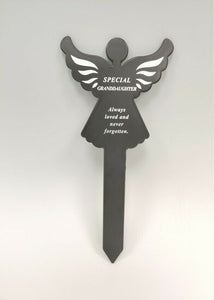 Black & White Plastic Memorial Angel Cherub Stake Graveside Spike Crematorium