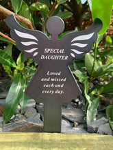 Load image into Gallery viewer, Black &amp; White Plastic Memorial Angel Cherub Stake Graveside Spike Crematorium