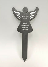 Load image into Gallery viewer, Black &amp; White Plastic Memorial Angel Cherub Stake Graveside Spike Crematorium