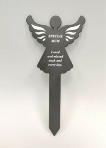 Black & White Plastic Memorial Angel Cherub Stake Graveside Spike Crematorium