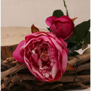 78cm Artificial Fuchsia Peony Stem - 2 Heads - Flower Floral