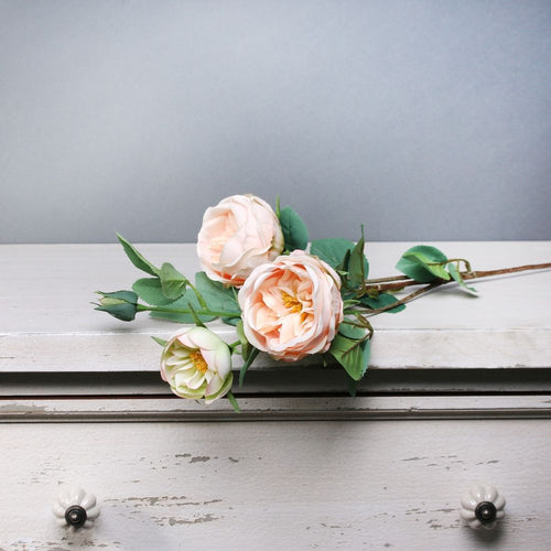 69cm Peach Vintage English Rose Spray - Artificial Flower