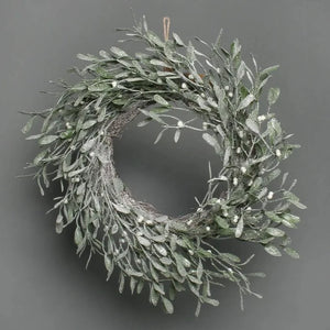 55cm Deluxe Mistletoe Frosted Wreath - Christmas Xmas