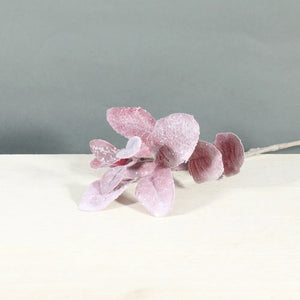 28cm Flocked Lambs Ear Christmas Pick Burgundy with Glitter