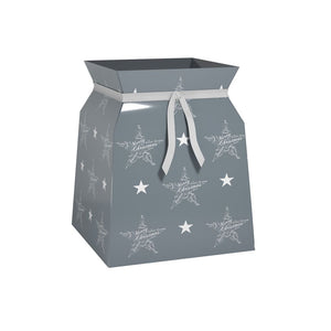 1 x Christmas Seasons Greetings Grey White Ribbon Bouquet Flower Box - Floral Living Vase