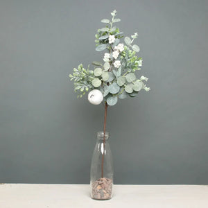 56cm Eucalyptus White Berry & Apple Single Stem - Christmas Artificial Xmas Wreath
