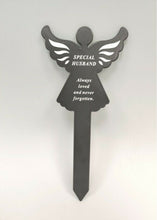 Load image into Gallery viewer, Black &amp; White Plastic Memorial Angel Cherub Stake Graveside Spike Crematorium