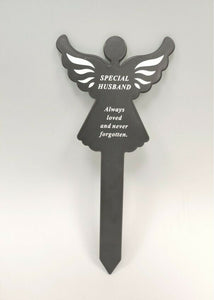 Black & White Plastic Memorial Angel Cherub Stake Graveside Spike Crematorium