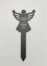 Load image into Gallery viewer, Black &amp; White Plastic Memorial Angel Cherub Stake Graveside Spike Crematorium