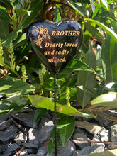 Load image into Gallery viewer, Black &amp; Gold Resin Memorial Lily Heart Stick Stake Graveside Spike Crematorium