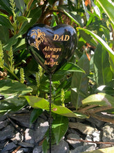 Load image into Gallery viewer, Black &amp; Gold Resin Memorial Lily Heart Stick Stake Graveside Spike Crematorium