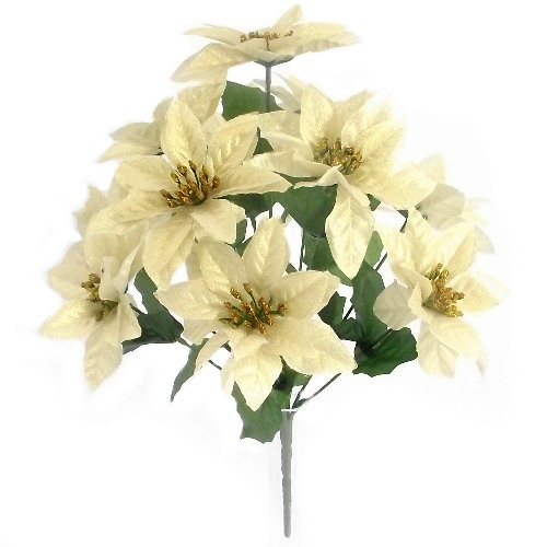 39cm Gold Poinsettia Bush 12 Heads