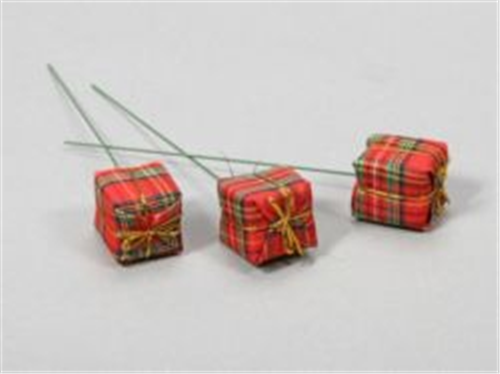Pack of 72 - 12 cm Tartan Fabric Present/Parcel Pick