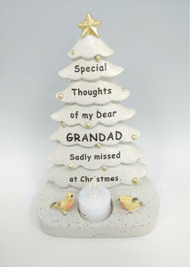 Memorial Christmas Tree Plaque Robin Decoration Xmas Tribute Tea Light Graveside