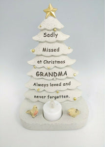 Memorial Christmas Tree Plaque Robin Decoration Xmas Tribute Tea Light Graveside