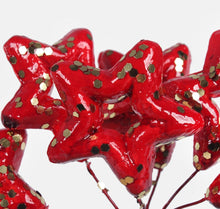 Load image into Gallery viewer, 14cm Red Glitter Stars on Pick - Christmas Xmas (XB18)