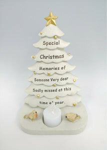 Memorial Christmas Tree Plaque Robin Decoration Xmas Tribute Tea Light Graveside