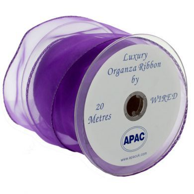 50mm Purple Wired Edge Organza Ribbon